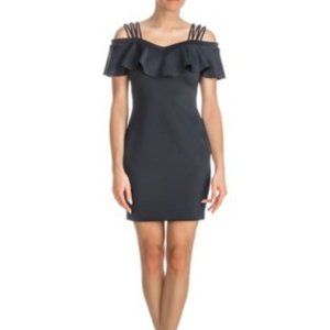 Guess cocktail dress - midnight blue off the shoulder strappy scuba dress